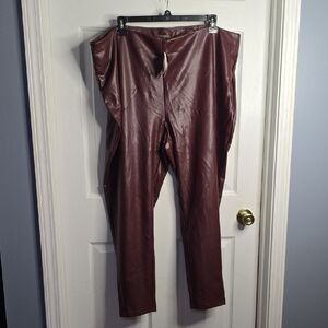 Wonderly Brown Faux Leather Leggings